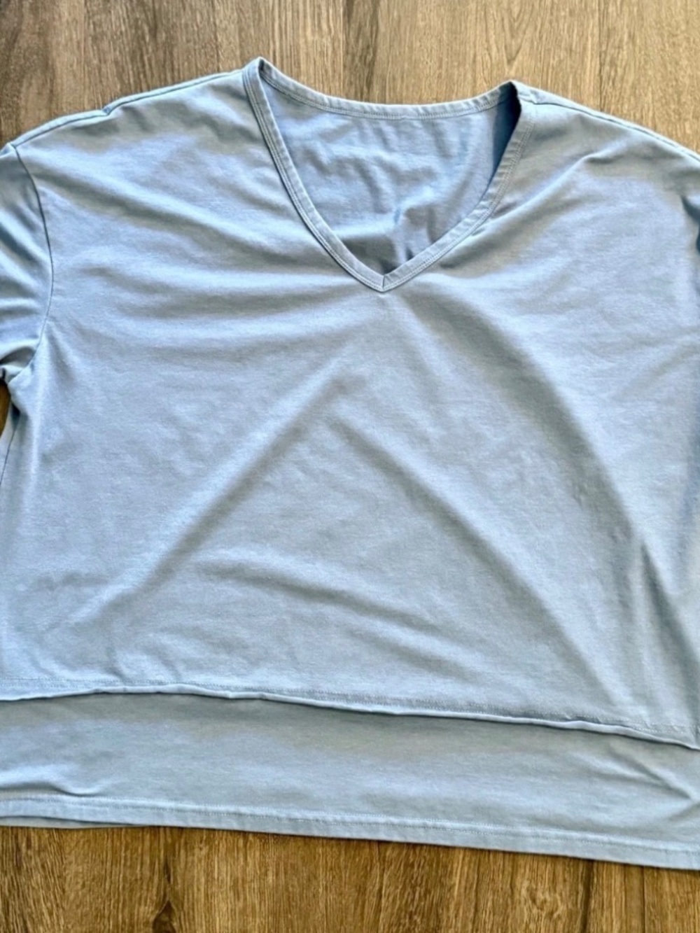 Cicy Bell Women's Loose Fit V Neck Basic Tee - Blue - Size XL